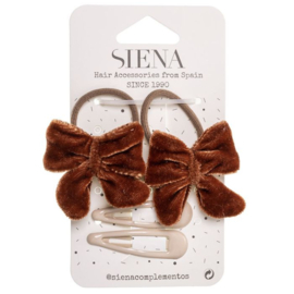 Siena Haarstiekjes Voordeelset Velvet Strik 7431 Koper/Bruin