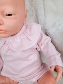1178 Babidu romper overslag Roze met ruchekraag