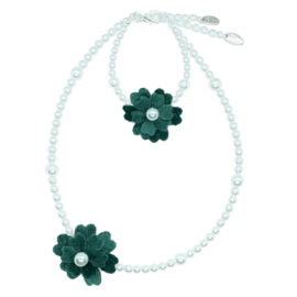 Rian Jewels Off White Parel-sieraden Velvet Bloem AK227 Groen (780)