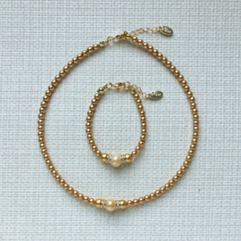 Rian Glasparel Sieraden Camel/Bruin Gouden Details AK228 (326)