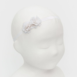Siena Organza Haarband Chiffon Bloemetjes 7026 Wit (200)