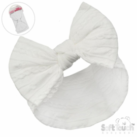 Soft Touch Baby Hoofdband/Haarbandje Kabel Strik STHB112 Off White (202)