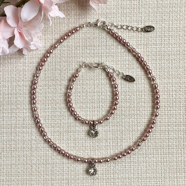 Rian Glasparel Sieraden Strass Bedel Pale Pink (526)