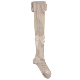 Cóndor Maillot Rib Lurex/Glitter Met Strik 3420/1 Linen/Beige/Goud (313)