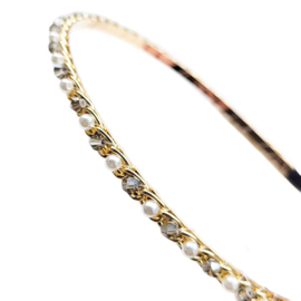 Siena Diadeem/Haarband Goudkleurig Met Parel/Facet Grijs (221)
