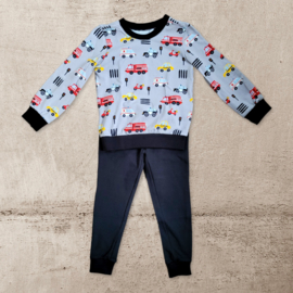 Jongens Pyjama Auto Grijs/Zwart maat 86