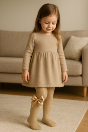 Cóndor Maillot Lurex/Glitter Satijnen Strik 3329/1 Beige/Goud (313)