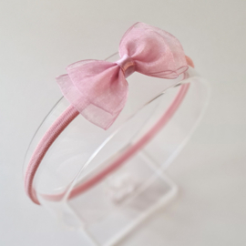 Haarband Organza Dubbele Strik Pale Pink (526)