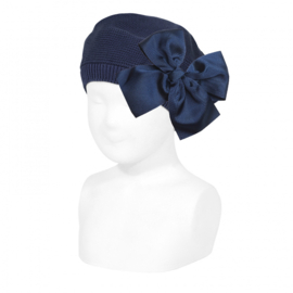 Cóndor Baby/Kinder Baret Met Grote Grosgrain Strik 50.106.010 Navy/Donkerblauw (480) XXS-L