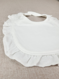 Tricot slabbetje met tricot ruche, wit