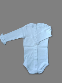 Babidu romper 1199 wit met katoenen ruche langs hals en mouwen
