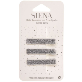 Siena Voordeelset Haarclips 4.5cm Glitter/Lurex 7338 Zilver