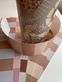 Behangrand Streep | oudroze & zand