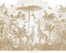 Giraffe & Spider Monkeys Wallpaper | Mustard