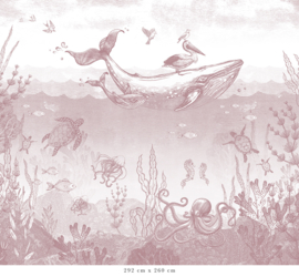 Whale World Wallpaper | Antique Pink