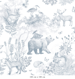 Pattern Forest Animals Wallpaper | Blue
