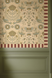 Behangrand Streep | steenrood & botergeel