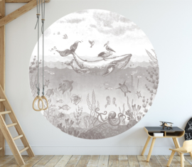 Whale World - Wallpaper Circle - selection of 8 colours