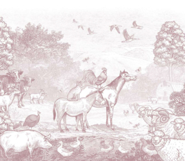 Farm Animals Wallpaper | Antique Pink