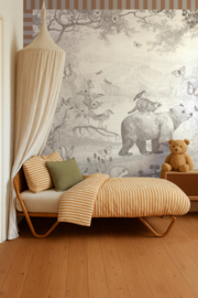 Behangrand Streep | potloodgrijs & bruin