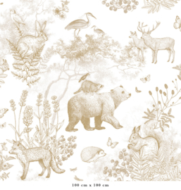 Pattern Forest Animals Wallpaper | Mustard
