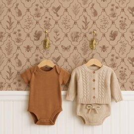 Kleine beer patroonbehang | vintage bruin