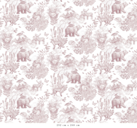 Pattern Forest Animals Wallpaper - Antique Pink