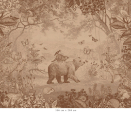 Forest Animals Wallpaper | Vintage Brown