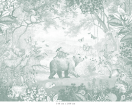 Forest Animals Wallpaper | Sea Green