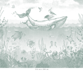 Wal-Welt Tapete | Meergrün