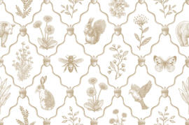 Kleine beer patroonbehang | mosterd