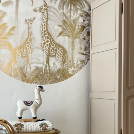 Giraf & slingeraapjes behangcirkel | GOUD