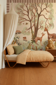 Behangrand Streep | bruin & zand