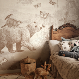 Bosdieren behang | bruin
