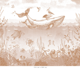 Whale World Wallpaper | Terra Cotta