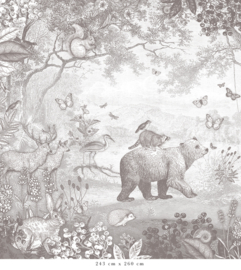Forest Animals Wallpaper - Pencil Grey