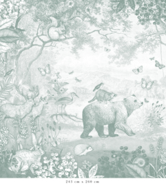 Forest Animals Wallpaper | Sea Green