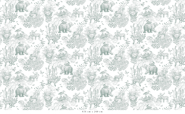 Pattern Forest Animals Wallpaper - Sea Green