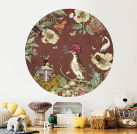 Botanical Planet muursticker | bruin