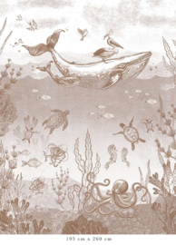 Whale World Wallpaper | Brown