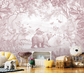 Forest Animals Wallpaper | Antique Pink