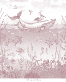 Whale World Wallpaper | Antique Pink