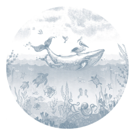 Whale World - Wallpaper Circle - selection of 8 colours