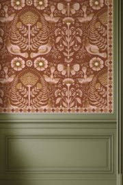 Behangrand Ruit | steenrood, terracotta & zand