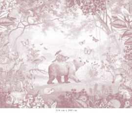 Forest Animals Wallpaper | Antique Pink