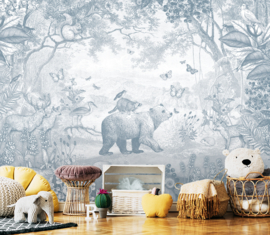 Forest Animals Wallpaper | Blue