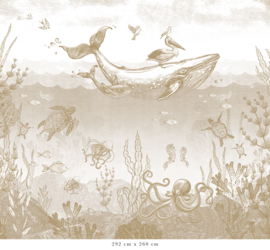 Walviswereld behang | mosterd
