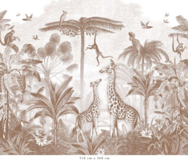 Giraffe & Klammeraffen Tapete | Braun