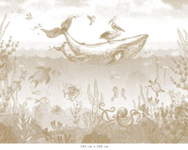 Walviswereld behang | mosterd