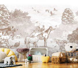 Farm Animals Wallpaper | Brown